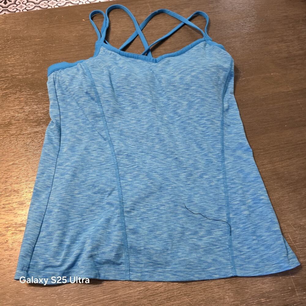 The North Face Women's Heathered Sky Blue Tank Built-In Bra Stretch M Sports Gym